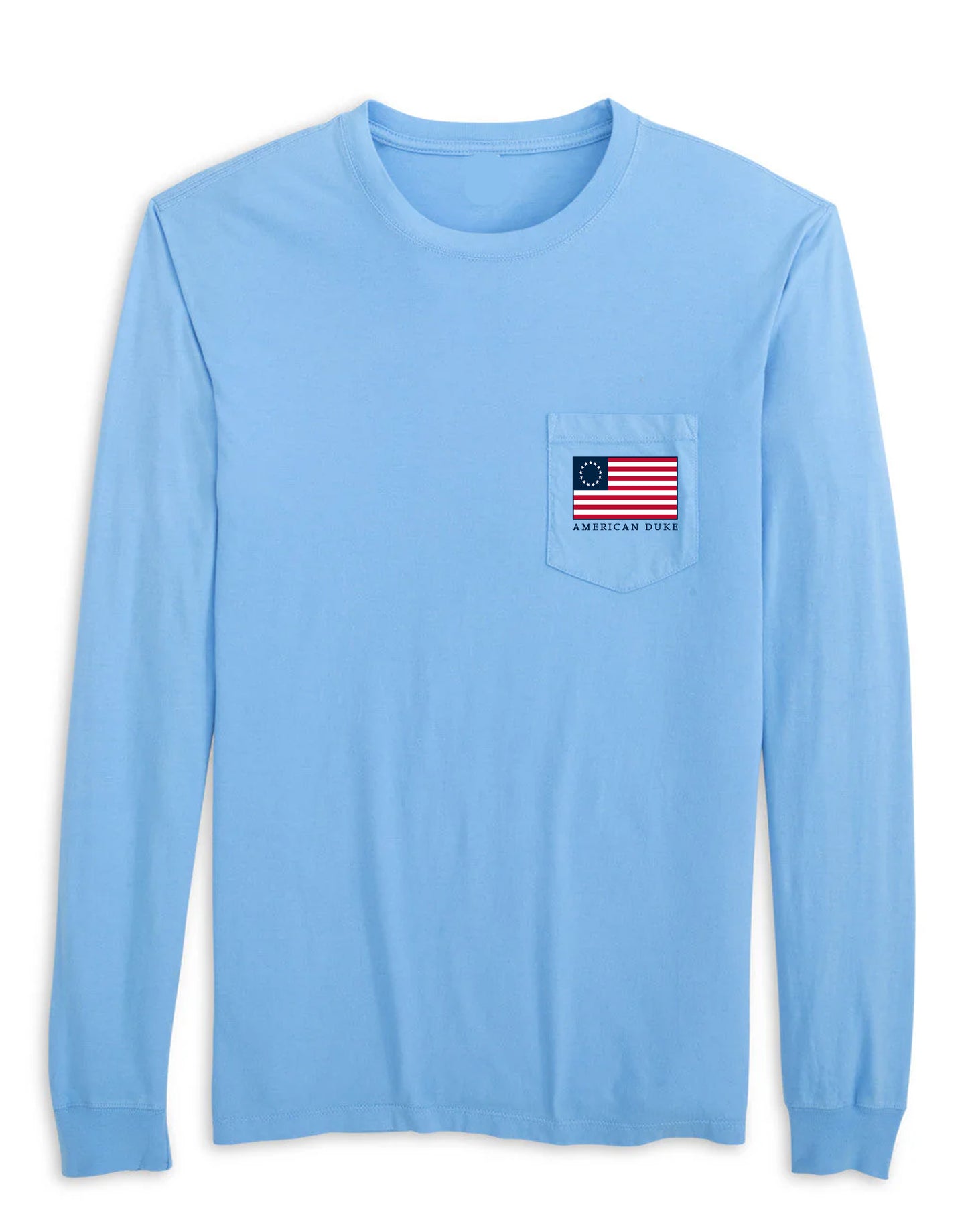 Betsy Ross Flag T-Shirt - Aqua Blue - Long Sleeve