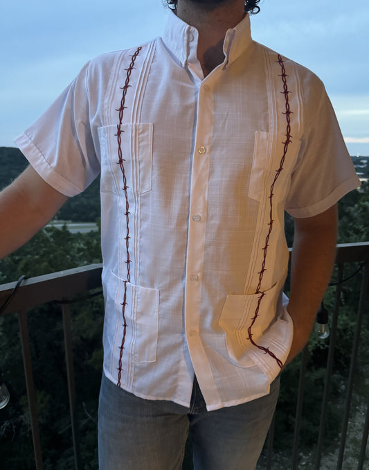 Guayabera - Maroon Barbed Wire