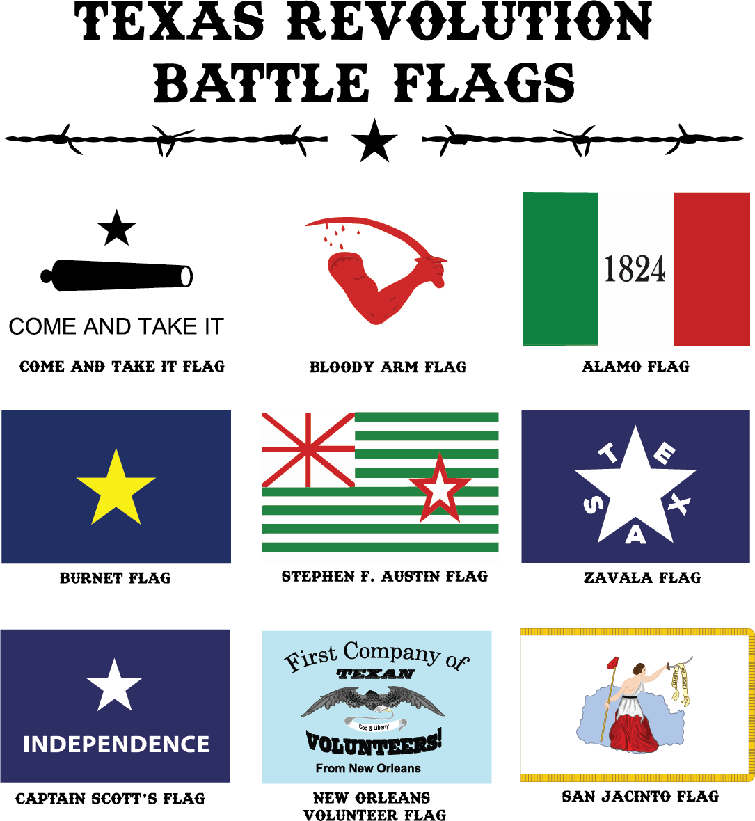 Texas Revolution Flags Long-Sleeve