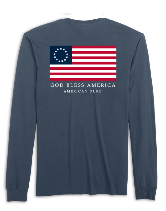 Betsy Ross Flag T-Shirt - Navy - Long Sleeve