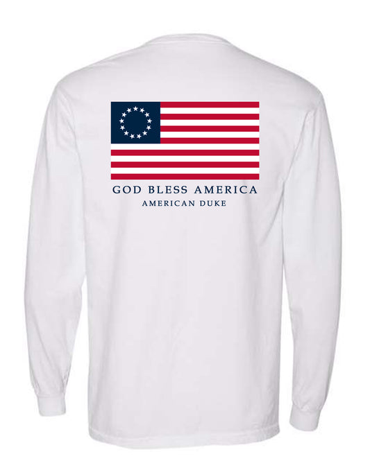 Betsy Ross Flag T-Shirt - White - Long Sleeve