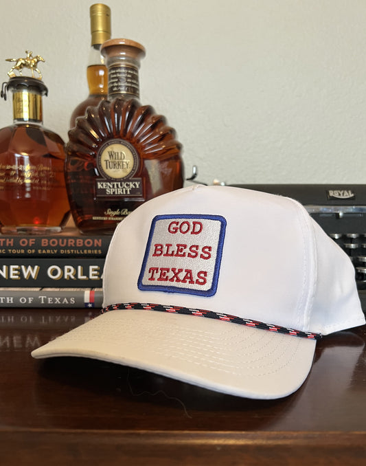 God Bless Texas White Rope Cap