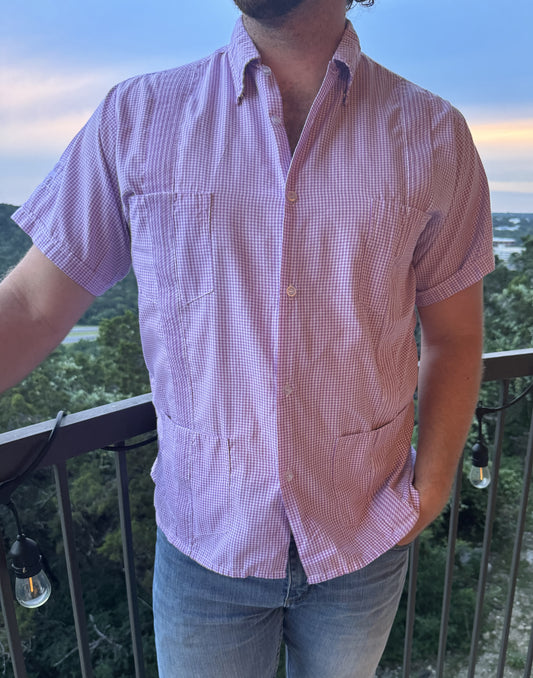 Guayabera - Purple Gingham