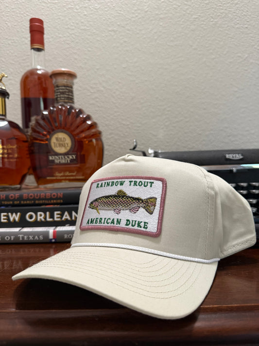 Rainbow Trout Patch Cap - Tan Rope Hat