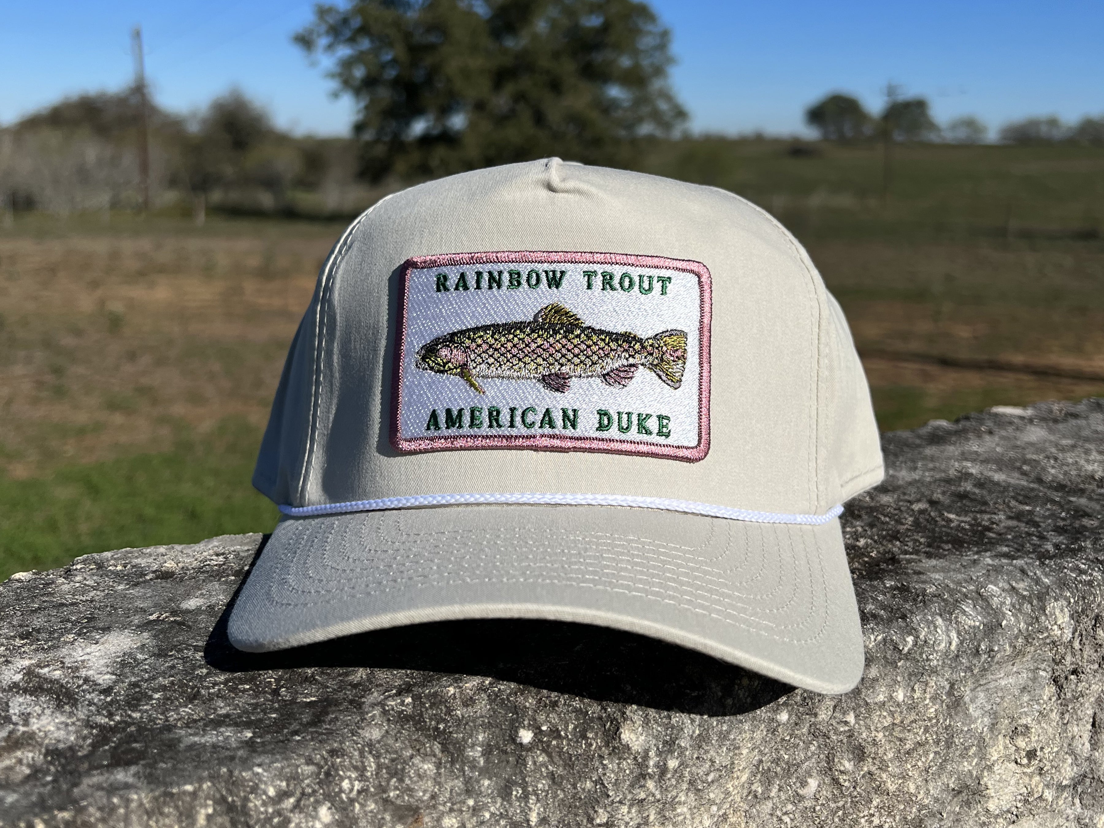 Rainbow Trout Patch Cap - Tan Rope Hat