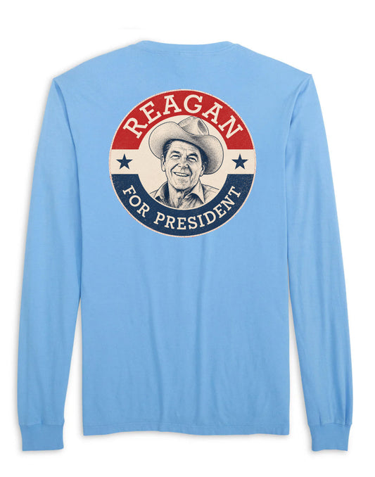 Reagan For President T-Shirt - Aqua Blue - Long Sleeve