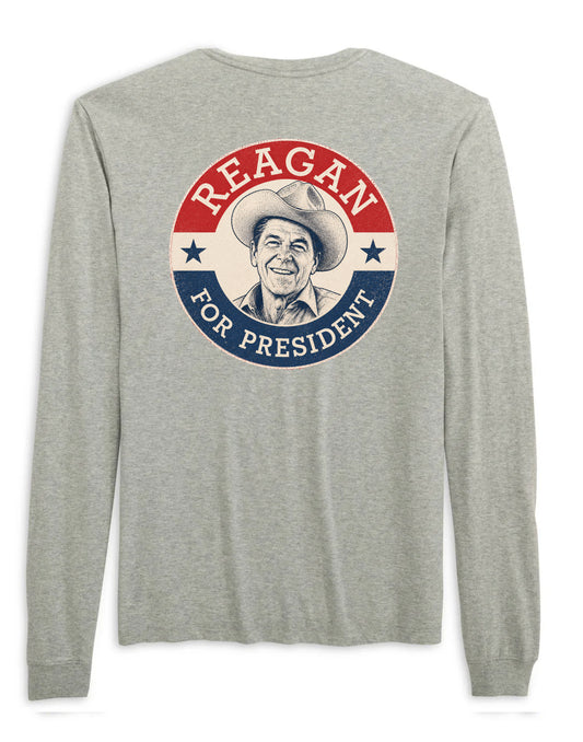 Reagan For President T-Shirt - Heather Grey - Long Sleeve
