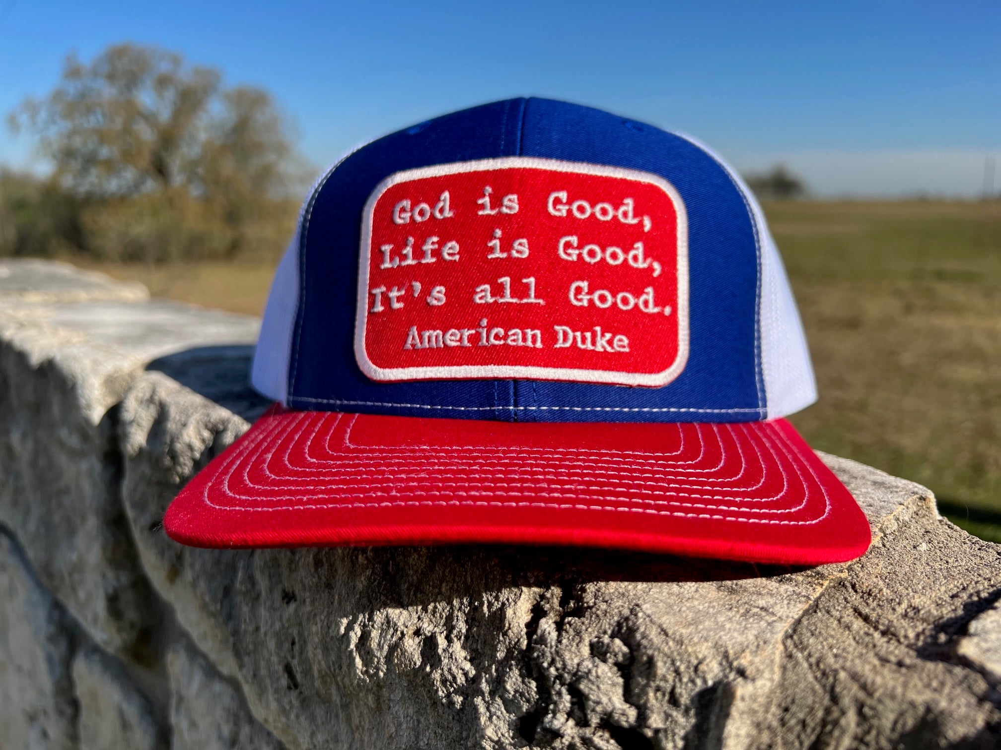 The All Good Patch Cap - Royal and Red